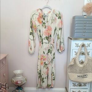 H&M Pink and Green Long Sleeve Dress